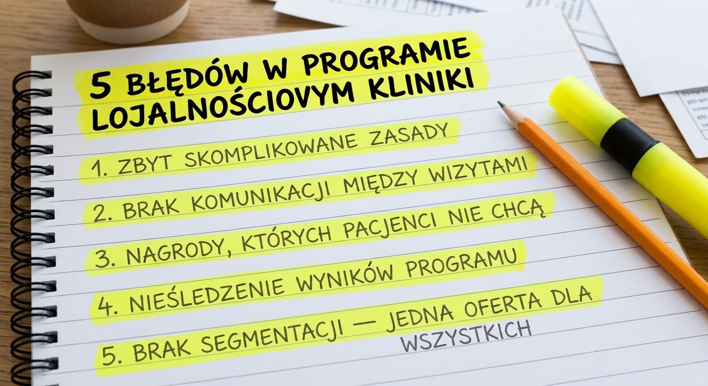Właścicielka kliniki medycyny estetycznej analizuje wyniki programu lojalnościowego na laptopie przy recepcji